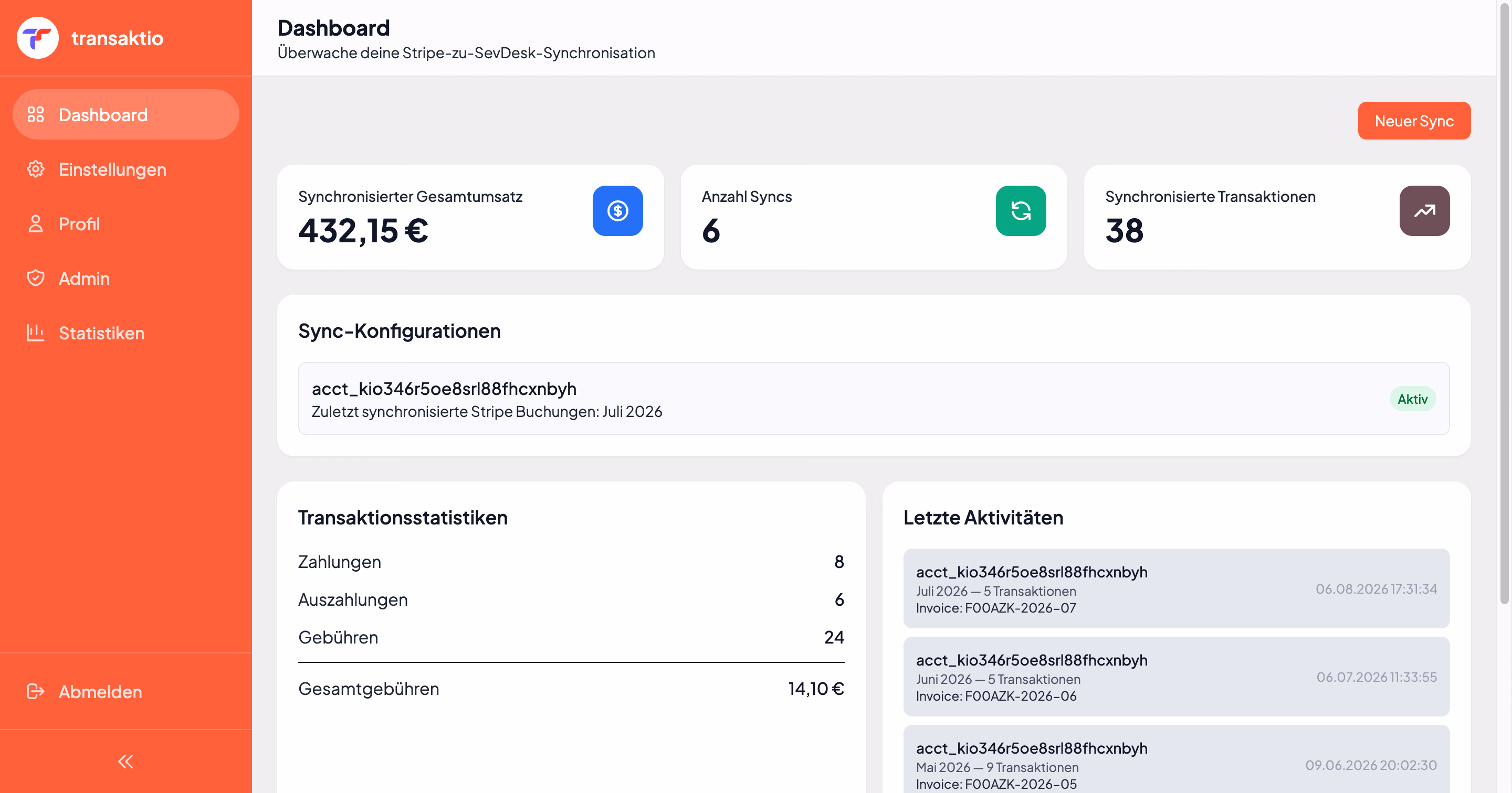 Dashboard Vorschau